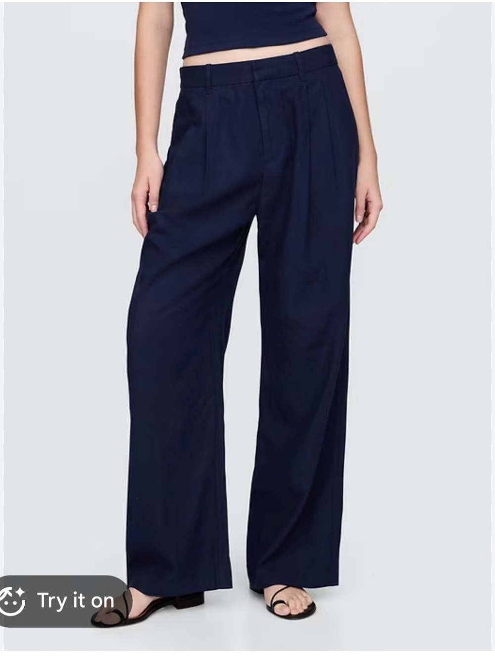 Gap High Rise Linen Blend Trouser in Navy
